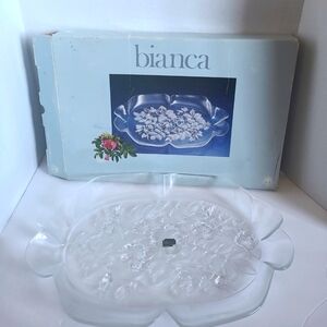 Walther Glas Bianca Glass Floral Canape Tray #4310/9 W. Germany 16 1/4" Orig Box
